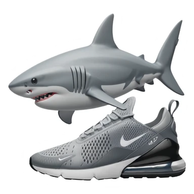 Shark with 3 legs 2 in the front and 1 in the back, wearing Nike air max 270’s sticker