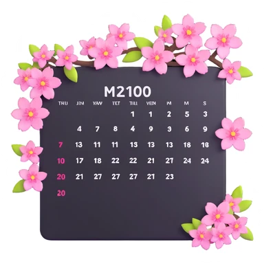 spring calendar with cherry blossoms sticker