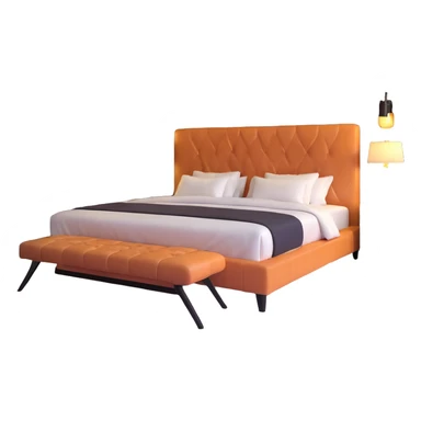 spacious modern bedroom with elegant furniture, mood lighting, king bed, stylish decor sticker