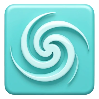 a Tiny compressed Stylized light-turquoise whirlwind symbol inside a pastel white square icon, light turquoise borders sticker