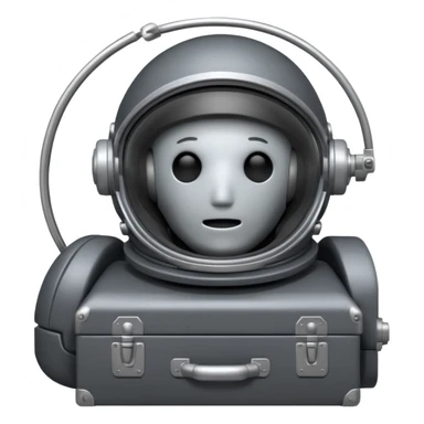 bodyless dark grey astronaut helmet, NO face, empty casket sticker