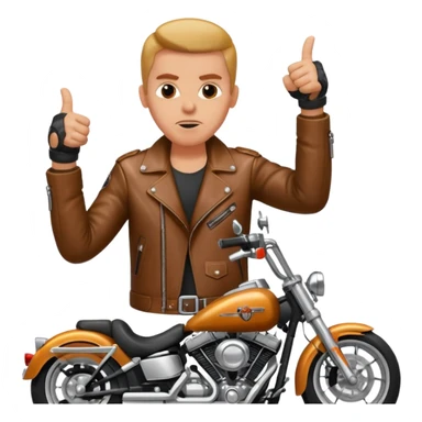 Biker on Harley motorcycle with his thumbs down sticker