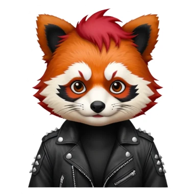 punk red panda with red and black hair sticker