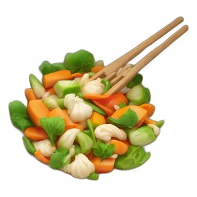 poelée de légumes dans un wok sticker