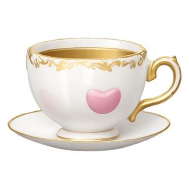 White porcelain teacup with pink and gold details sticker