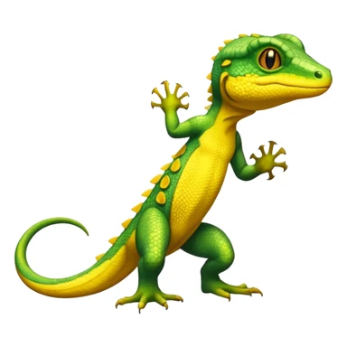 Yellow-lizard-Salandit-Gecko-Treecko-Kecleon-Fakémon-Pokémon-hybrid-creature (full body)  sticker