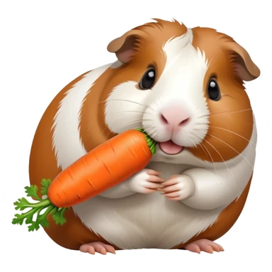 a guinea pig eating a carrot sticker