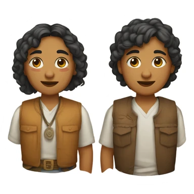 Dos personas indígenas ayudándose mutuamente  sticker