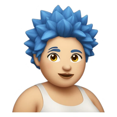 fat lesbian Chilean woman very short spiky blue hair sticker