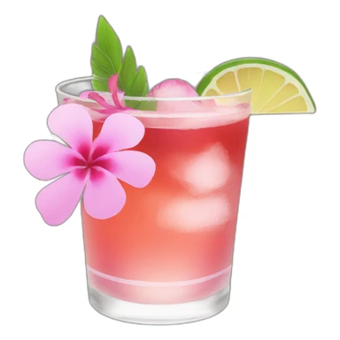 Cocktail with pink flowers sticker