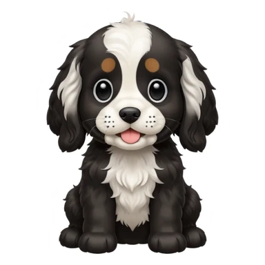 black and white Russian Cocker Spaniel puppy with a happy expression sticker