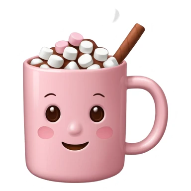 light pink mug with hot chocolate and marshmallows no face sticker