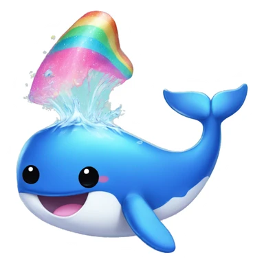 Kawaii baby whale splashing rainbow glitter water  sticker