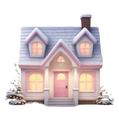 Cute white and light pink house with Christmas lights sticker
