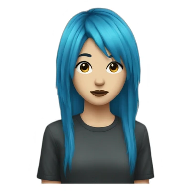 Emo girl with long choppy blue hair side bangs sticker