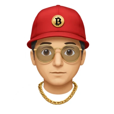 Mike D from Beastie Boys with dark glasses and red hat linux logo medallion on gold chain sticker