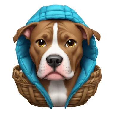 Pitbull with basket cap and puffy jacket sticker