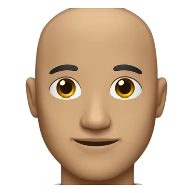 A bald man with brown eyes and black byerd sticker