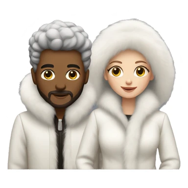 White couple in long fur coats sticker