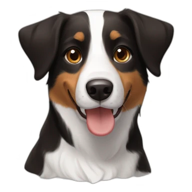 Short haired Border Collie beagle mix black brown, happy and cute  sticker