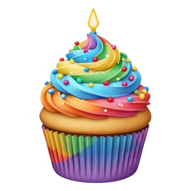 Rainbow starry cupcake sticker