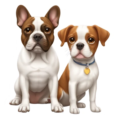 French bulldog and Brittany spaniel sitting side by side  sticker