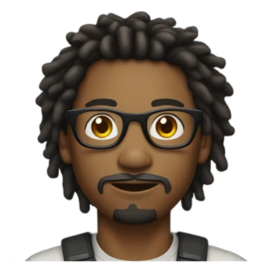 Young Black male film Photographer with glasses small mustache and goatee with dreadlocks sticker