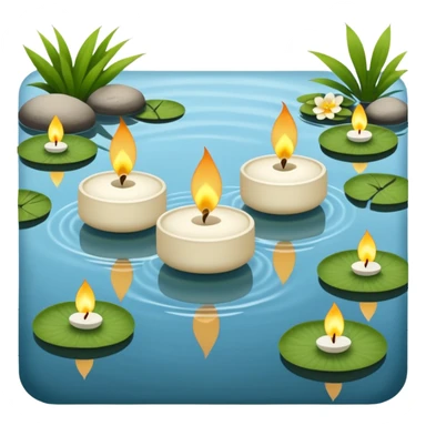 Small tea Candles floating on a pond zen Japanese garden  sticker