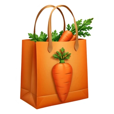 paper shopping bag with carrot inside bag. Transparent background sticker