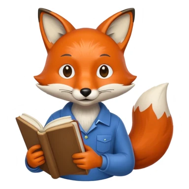 student fox with book sticker