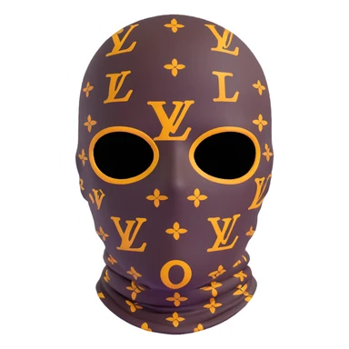 high-end Louis Vuitton ski mask with classic LV monogram print sticker