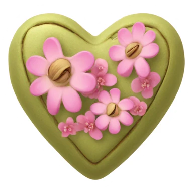 pistachio Color heart decorated with pink flowers sticker