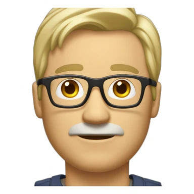 unshaved middle age guy with short blond hair wearing glasses and earphones sticker