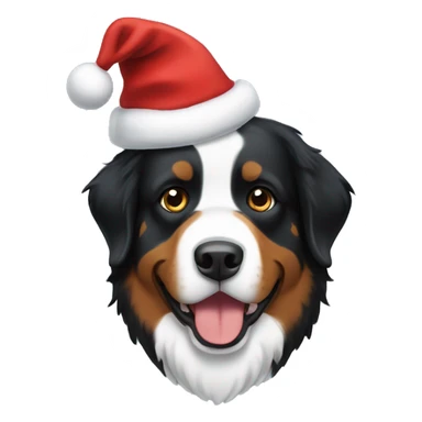 Bernese mountain dog wearing a Santa hat sticker