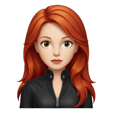 Lee Purcell with long red hair, black outfit sticker