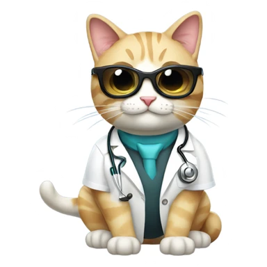 happy doctor cat wearing black sunglasses sticker