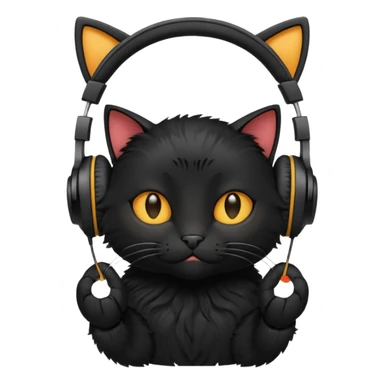 black cat in headphones sticker