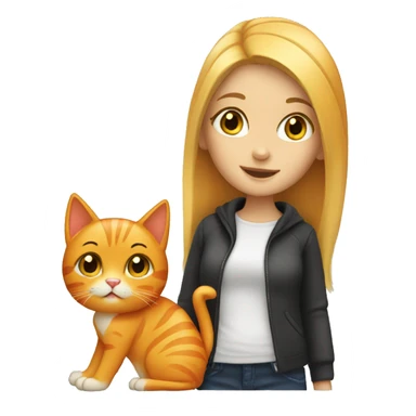 blonde girl with orange cat sticker