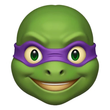 Donatello from Teenage Mutant Ninja Turtles, emoji style, head only, cute minimalistic style, smiling sticker
