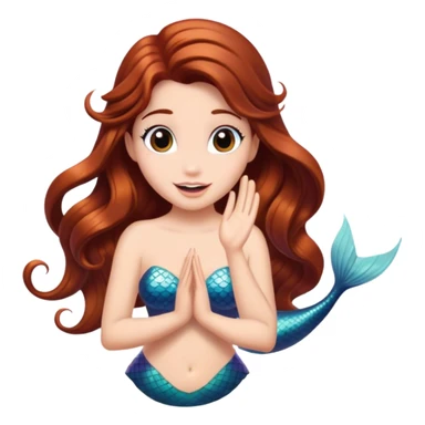 ariel mermaid waving with brown hair sticker