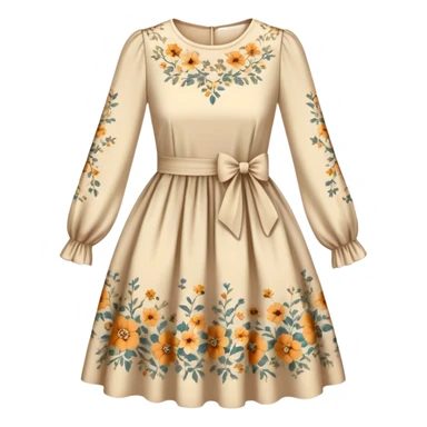 Vintage flowery dress beige sticker