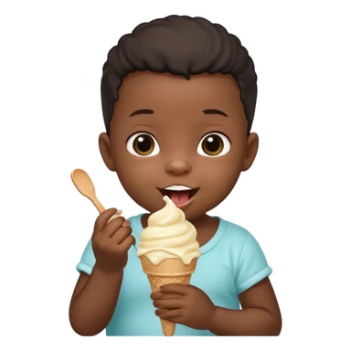 black newborn baby sitting eating ice cream sticker