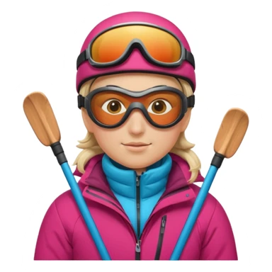 skier with poles in the snow sticker