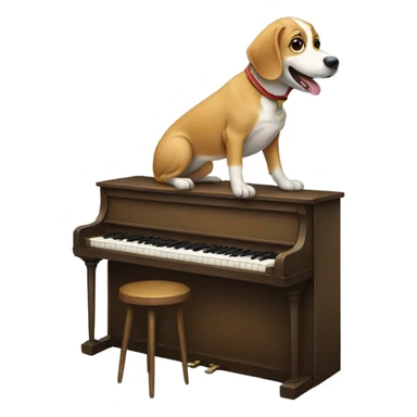 a dog playing piano sticker