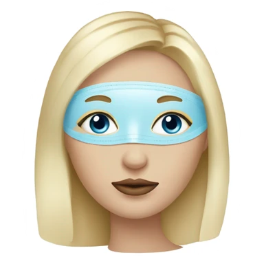 Blonde hair girl with blue eyes and big lips in a face mask relaxing  sticker