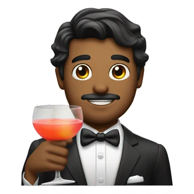manly guy in bow tie holding cocktail glass sticker