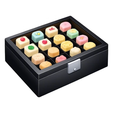 Black box of wagashi with dividers sticker