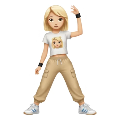 Hiphop dancer, with cute big pants, sneakers, and t-shirt. White girl blond sticker