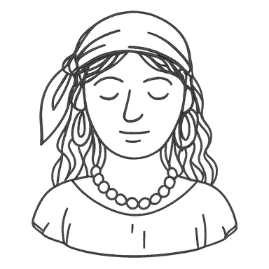 hand-drawn outlined icon of a gypsy woman, sketchy lines sticker