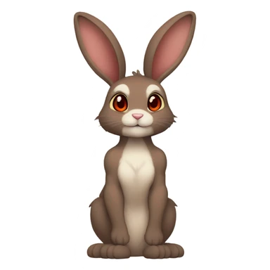 Anthro, Fur-Sona, Dark-Brown, Normal-type-Ground-type Tan-Rabbit-Fakémon with Dark-Red eyes, beige ears, beige belly, beige paws, beige feet, beige freckles, full body sticker